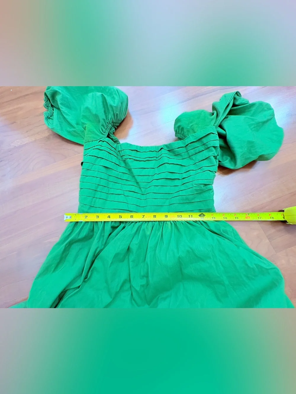 Abercrombie & Fitch Olive Green Puff-Sleeve Midi Dress